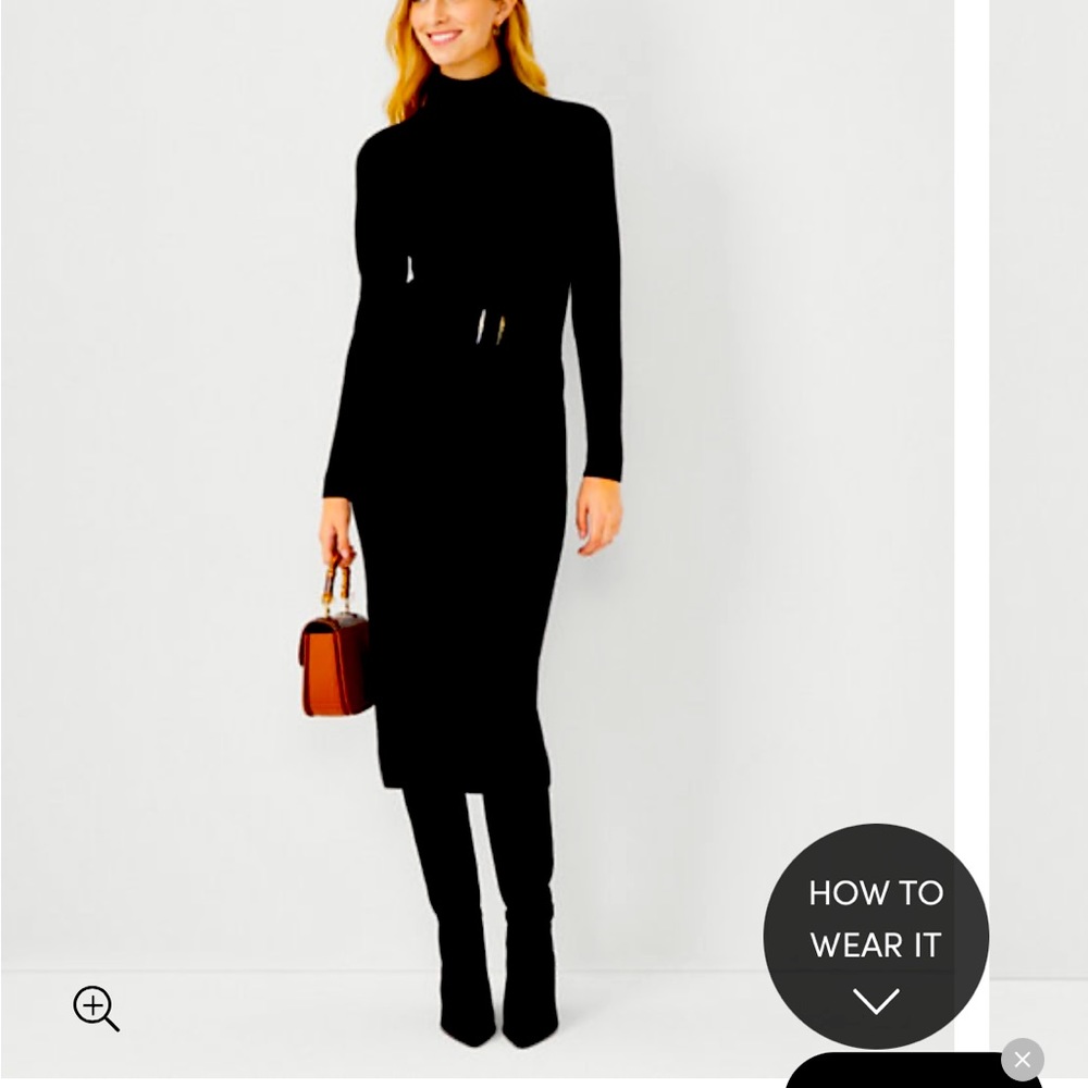 Belted Turtleneck Sweater Dress
